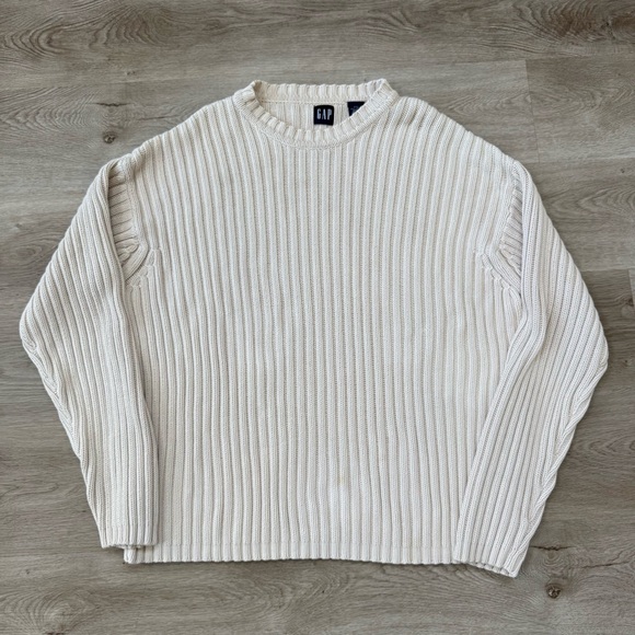 GAP Other - Vintage 90s GAP Sweater Mens XXL 2XL Beige Chunky Ribbed Knit Cotton Crewneck